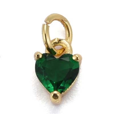 COLGANTE B/ORO CORAZON DE ZIRCON VERDE 8X5MM