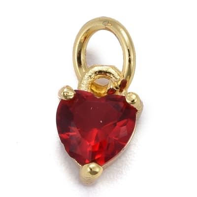 COLGANTE B/ORO CORAZON DE ZIRCON ROJO 8X5MM