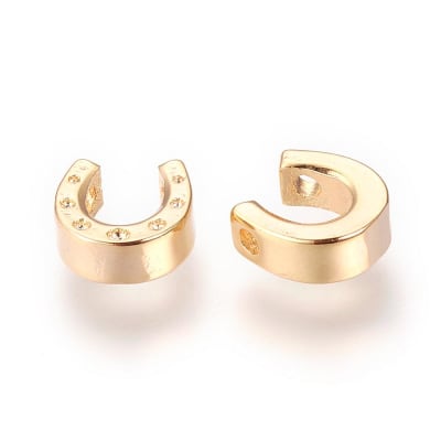 PASADOR B/ORO HERRADURA CON ZIRCONES 7X3MM