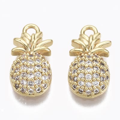 COLGANTE B/ORO PIÑA CON ZIRCONES 12X7MM
