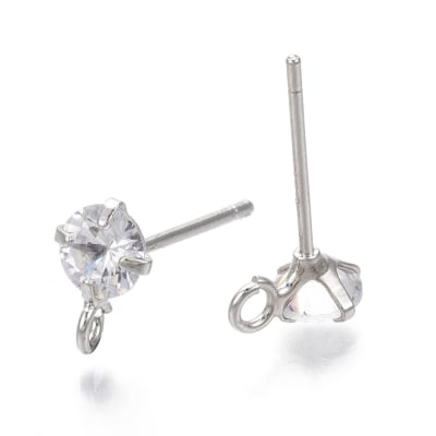 PENDIENTES B/PLATINO ZIRCON GRANDE 8X5MM