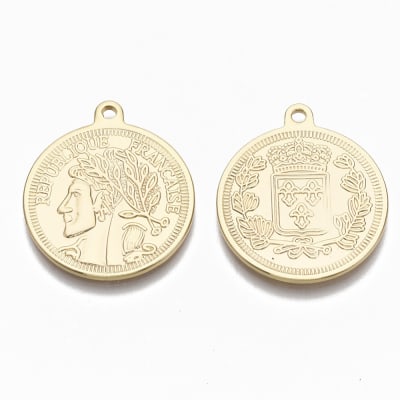 COLGANTE B/ORO MONEDA FRANCESA 26X23MM