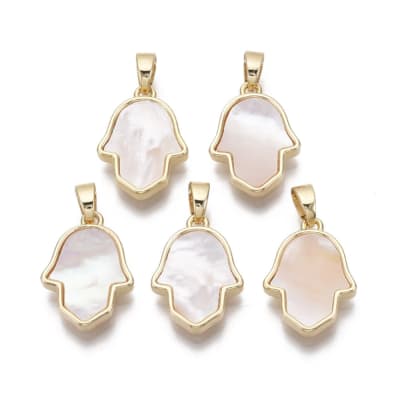 COLGANTE B/ORO MANO DE FATIMA EN NACAR 17X12MM1