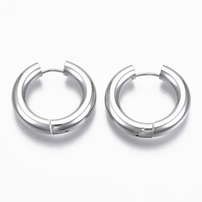 PENDIENTES B/PLATINO ARGOLLA HUGGIE GRUESA 28X5MM1