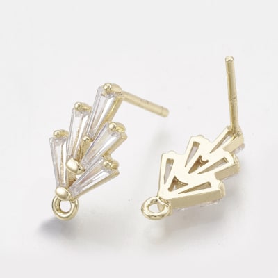 BASE DE ARO B/O ESPIGA CON ZIRCONES 14X7MM