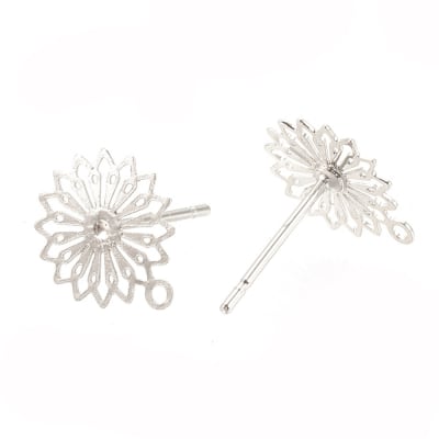 PENDIENTES B/PLATINO FLOR MANDALA 11X10MM1