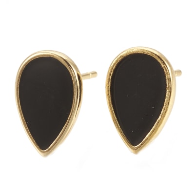 BASE DE ARO B/O GOTA ESMALTADO NEGRO 12X8MM1