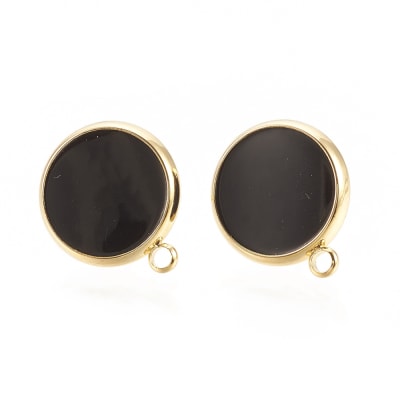 BASE DE ARO B/O CIRCULO PLANO ESMALTADO NEGRO 16X14MM