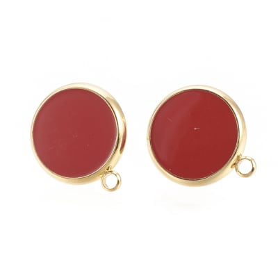 BASE DE ARO B/O CIRCULO PLANO ESMALTADO ROJO 16X14MM