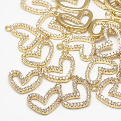 COLGANTE B/ORO CORAZON HUECO CON ZIRCONES 13X14MM1