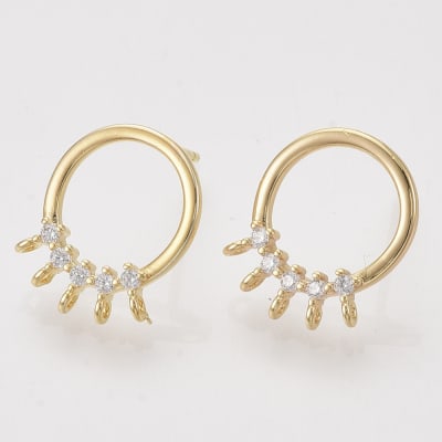 BASE DE ARO B/O CIRCULO CON 5 ARGOLLAS Y ZIRCONES 12X15MM