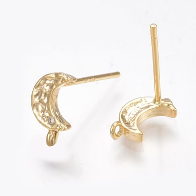 BASE DE ARO B/O LUNA PEQ. CON ZIRCONES 8X5MM