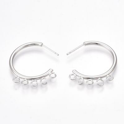 PENDIENTES B/PLATINO MEDIO ARO CON ARGOLLAS PEQ. 27MM1