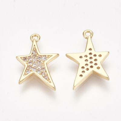 COLGANTE B/ORO ESTRELLA CON ZIRCONES 15X10MM