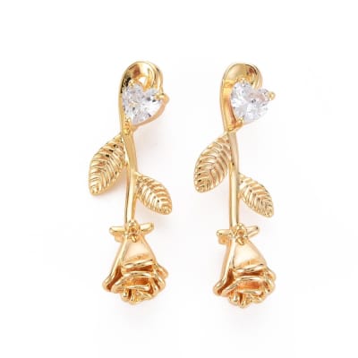 COLGANTE B/ORO FLOR CON ZIRCON 31X10MM1