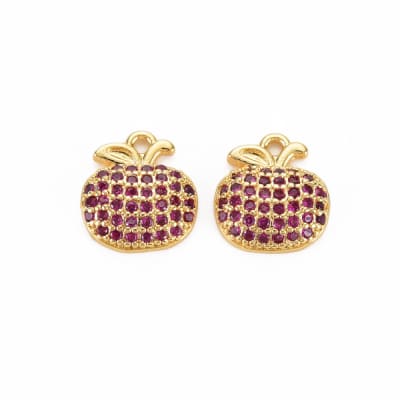 COLGANTE B/ORO MANZANA CON ZIRCONES 11X10MM