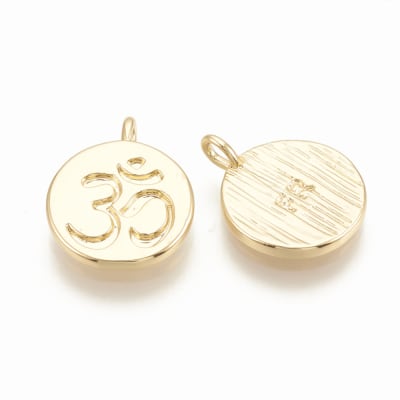 COLGANTE B/ORO SIMBOLO NAMASTE (OM) 12X9MM1