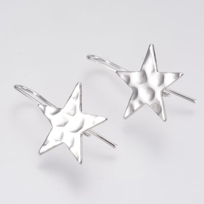 PENDIENTES B/PLATINO GANCHO CON ESTRELLA 31X20MM1
