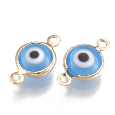 CONECTOR B/ORO OJO ESMALTADO AZUL 15X9MM