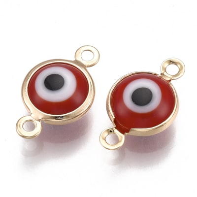 CONECTOR B/ORO OJO ESMALTADO ROJO 15X9MM1