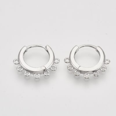 PENDIENTES B/PLATINO HUGGIE CON AROS COLGANTES 18X16MM1