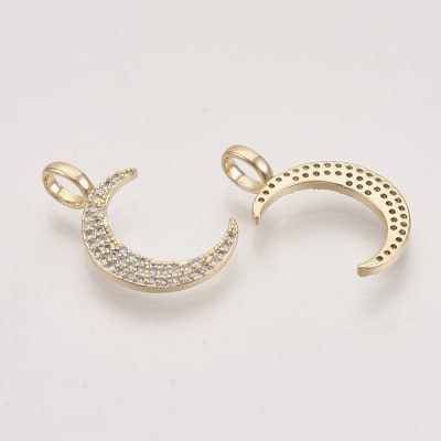 COLGANTE B/ORO LUNA CON ZIRCONES 21X12MM