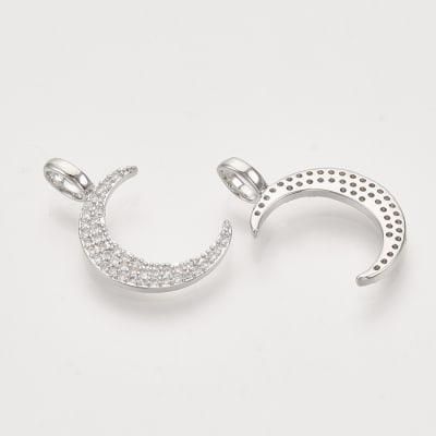 COLGANTE B/PLATINO LUNA CRECIENTE CON ZIRCONES 21X12MM