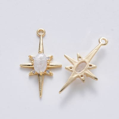 COLGANTE B/ORO ESTRELLA GUIA CON ZIRCON 21X12MM