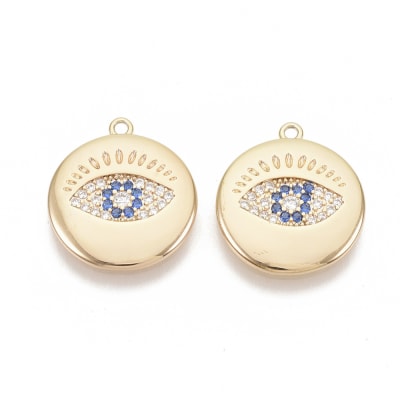COLGANTE B/ORO OJO PLANO CON ZIRCONES 17X15MM