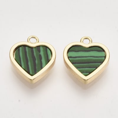 COLGANTE B/ORO CORAZON MALAQUITA 12X10MM1