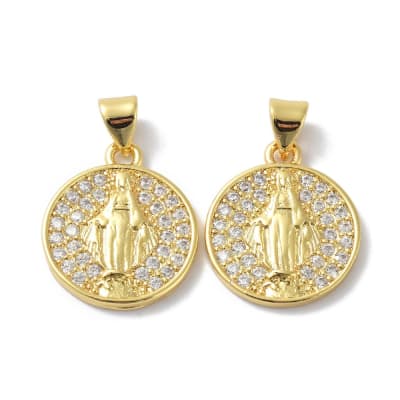 COLGANTE B/ORO VIRGEN CON ZIRCONES 18X16MM2