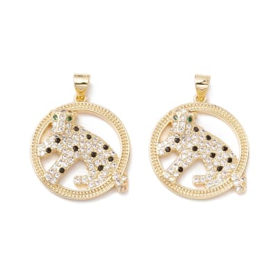 COLGANTE B/ORO CIRCULO LEOPARDO CON ZIRCONES 24X22MM