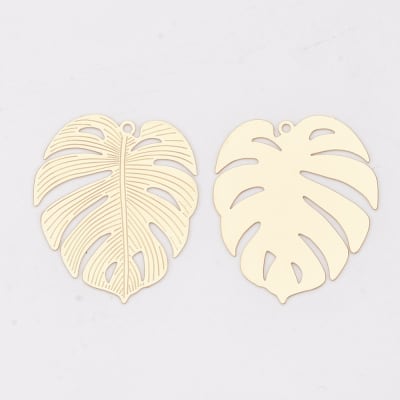 COLGANTE B/ORO HOJA MONSTERA PLANA 29X25MM
