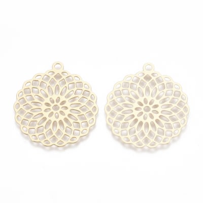 COLGANTE B/ORO FLOR MANDALA GRD 30X27MM
