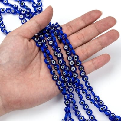 CRISTAL MURANO OJO TURCO PLANO AZUL 8X3MM