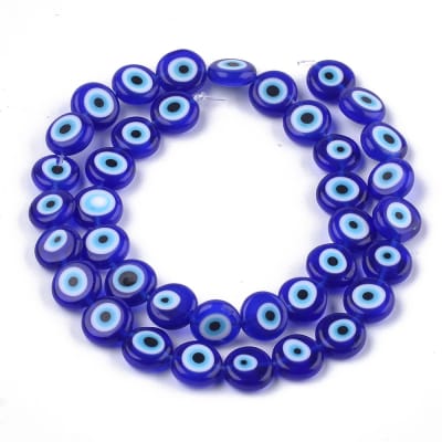 CRISTAL MURANO OJO TURCO PLANO AZUL 9X3MM