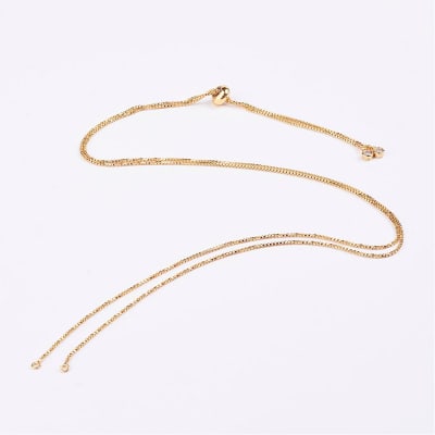 CADENA LISTA B/ORO AJUSTABLE CON ZIRCONES 