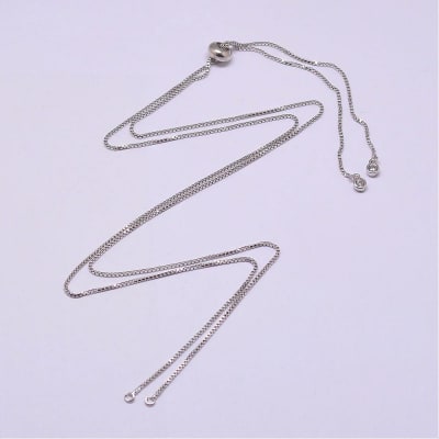 CADENA LISTA BAÑO DE PLATINO AJUSTABLE CON ZIRCONES2