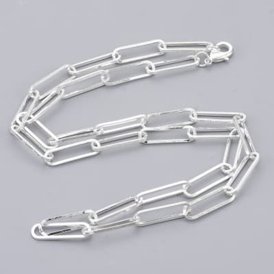 CADENA LISTA B/PLATA ESLABON RECTANGULAR GRANDE 46CM1