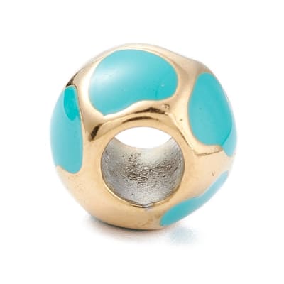 PASADOR ACERO DORADO BOLA CORAZON TURQUESA 10MM1