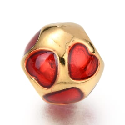 PASADOR ACERO DORADO BOLA CORAZON ROJO 10MM