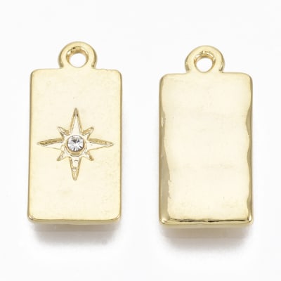 COLGANTE B/ORO RECTANGULO CON ESTRELLA CRISTAL 18X9MM1