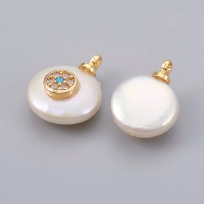COLGANTE B/ORO BASE DE PERLA CIRCULO CON ZIRCONES 18X14MM1