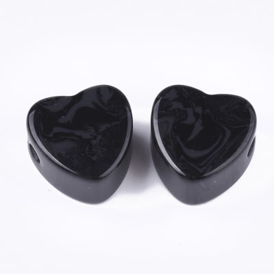 PASADOR  DE RESINA CORAZON NEGRO 17MM