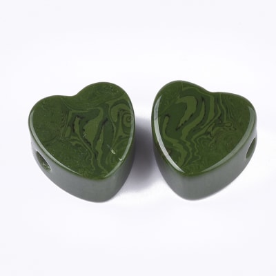 PASADOR  DE RESINA CORAZON VERDE 17MM