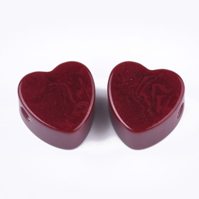 PASADOR  DE RESINA CORAZON ROJO 17MM