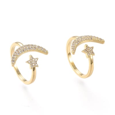 ANILLO AJUSTABLE LUNA Y ESTRELLA B/O CON ZIRCONES