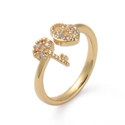 ANILLO AJUSTABLE LLAVE Y CERRADURA CON ZIRCONES