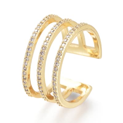 ANILLO AJUSTABLE TRIPLE LINEA B/ORO CON ZIRCONES1