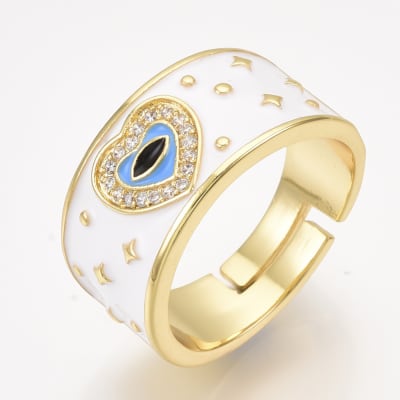 ANILLO AJUSTABLE ESMALTADO BLANCO CORAZON CON ZIRCONES2